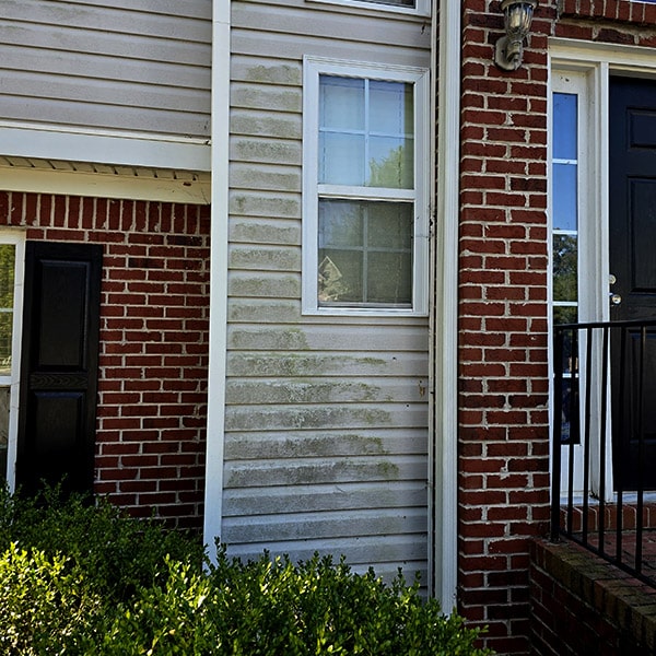 House siding with mildew before soft wash